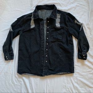 Distressed Denim Shirt Jacket